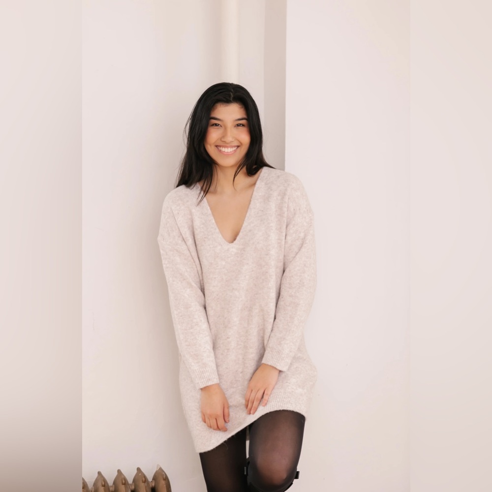 SWEATER WEATHER MINI DRESS IN OATMEAL